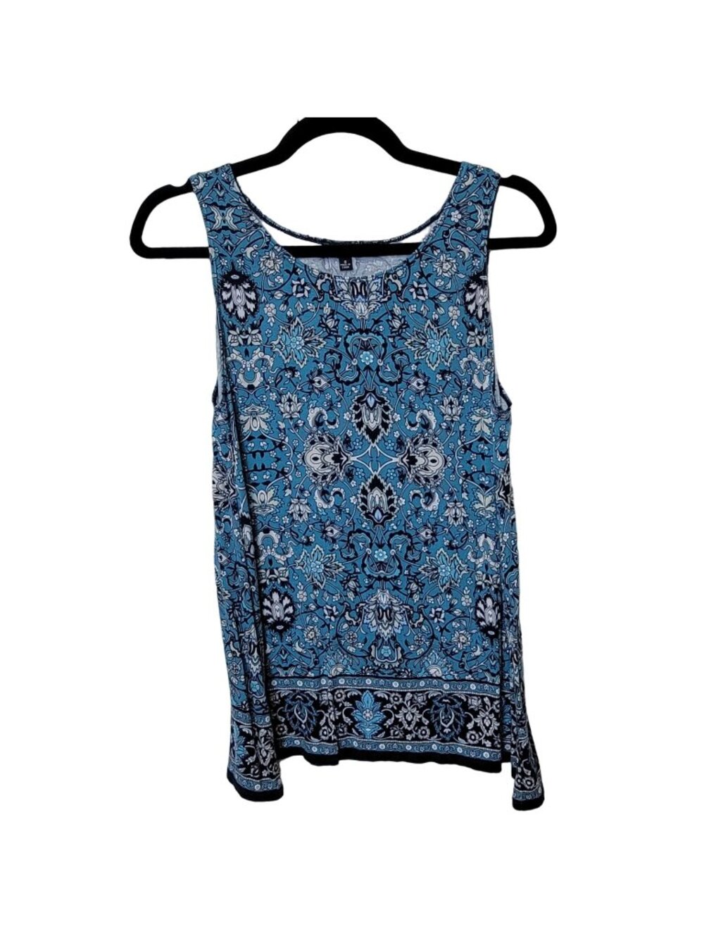 Max Edition Blue Aztec Print Sleeveless Scoop Neck Tank Top Women's Small 1285